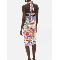 European and American fashion sexy women's printed hollow out one piece swimsuit with strap swimsuit set