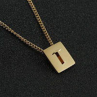 Stainless steel square letter necklace design titanium steel 26 letter necklace for women