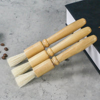 Coffee powder cleaning brush pig hair solid wood residue round head brush coffee machine bean grinder cleaning brush