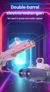 مسدس مياه كهربائي مزدوج الأنبوب للعب في الهواء الطلق ولعبة الحرب