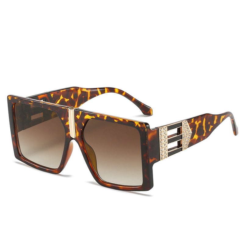 New Large-Frame Sunglasses Net Red With The Same Ins Square Glasses Personality Diamond-Studded Sunglasses Women