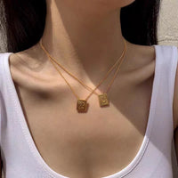 Stainless steel square letter necklace design titanium steel 26 letter necklace for women