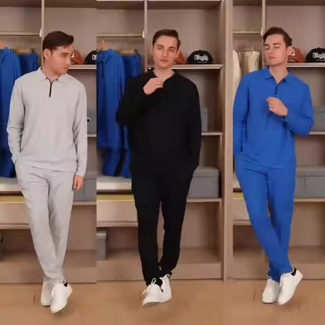 Men's casual sports suit with sleeves and long pants