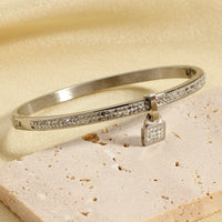 Super Flash Full Diamond Lock Head Concealed Buckle Bracelet Mud Diamond Small Square Lock Bracelet Jewelry