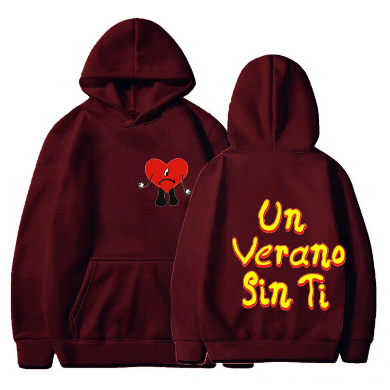 Un vera no sin ti bad bunny music album hooded sweatshirt