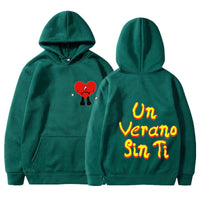 Un vera no sin ti bad bunny music album hooded sweatshirt