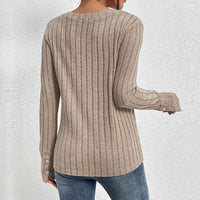 Spring and Autumn New Product European and American Women's Splicing Solid Color Long Sleeve V-neck Knitted Shirt