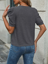 New European and American Summer Women's Casual Solid Color Bubble Sleeve Top for Women