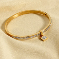 Super Flash Full Diamond Lock Head Concealed Buckle Bracelet Mud Diamond Small Square Lock Bracelet Jewelry