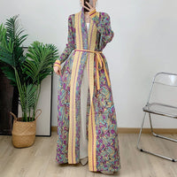 New Pleated Printed Robe Middle East Dubai Elegant Cardigan Outwear