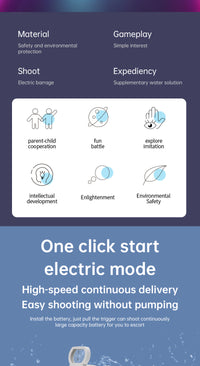 مسدس مياه كهربائي مزدوج الأنبوب للعب في الهواء الطلق ولعبة الحرب