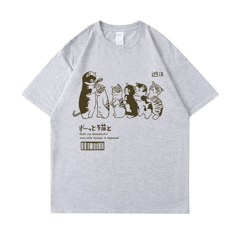 تي شيرت مرح كات مواء فضفاض