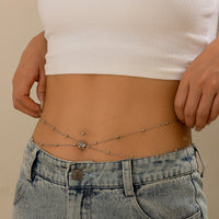 Trendy round bead alloy tassel pendant waist chain BodyChain simple temperament waist accessory for women