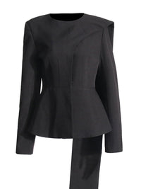 Round necked waistband for slimming and ruffled edge, a niche design for a scarf style suit jacket for women