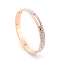 Handmade titanium steel movable three diamond rose gold women's bracelet with versatile and fashionable charm