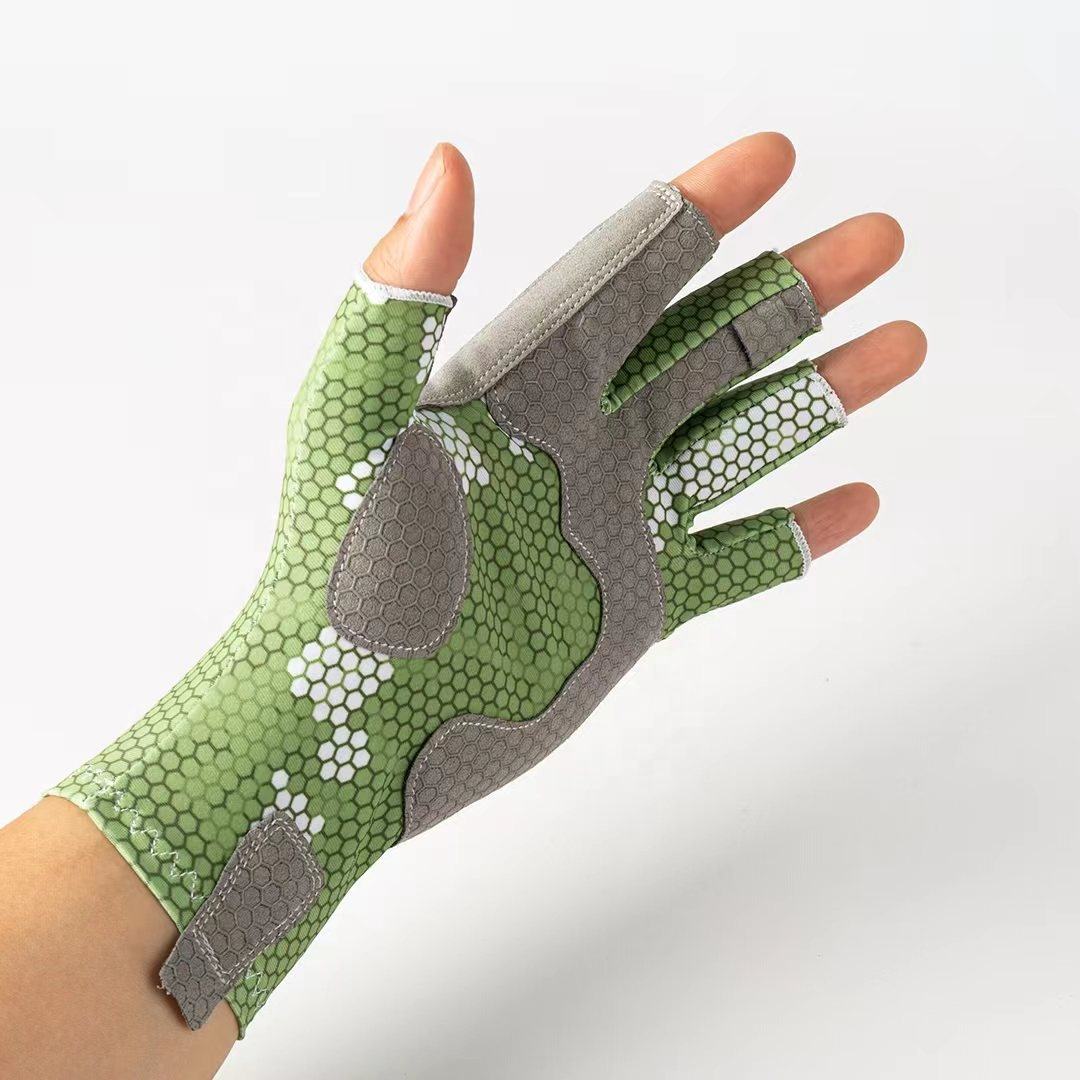 Fishing gloves, UV resistant and anti slip gloves, sun proof half finger outdoor sea fishing sports gloves