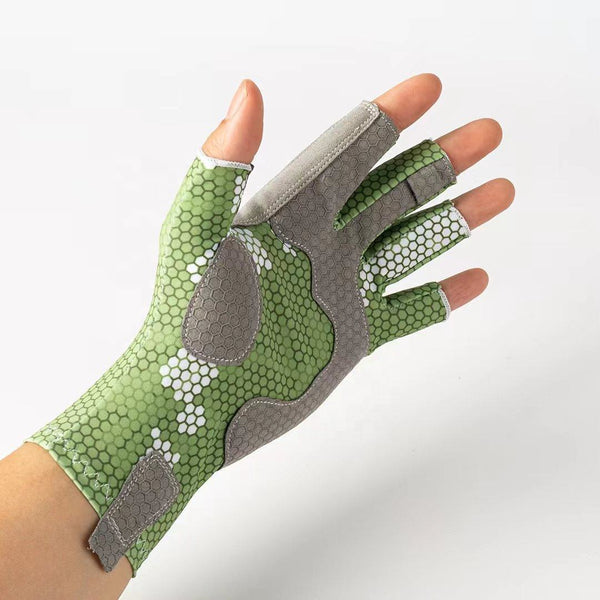 Fishing gloves, UV resistant and anti slip gloves, sun proof half finger outdoor sea fishing sports gloves