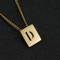 Stainless steel square letter necklace design titanium steel 26 letter necklace for women