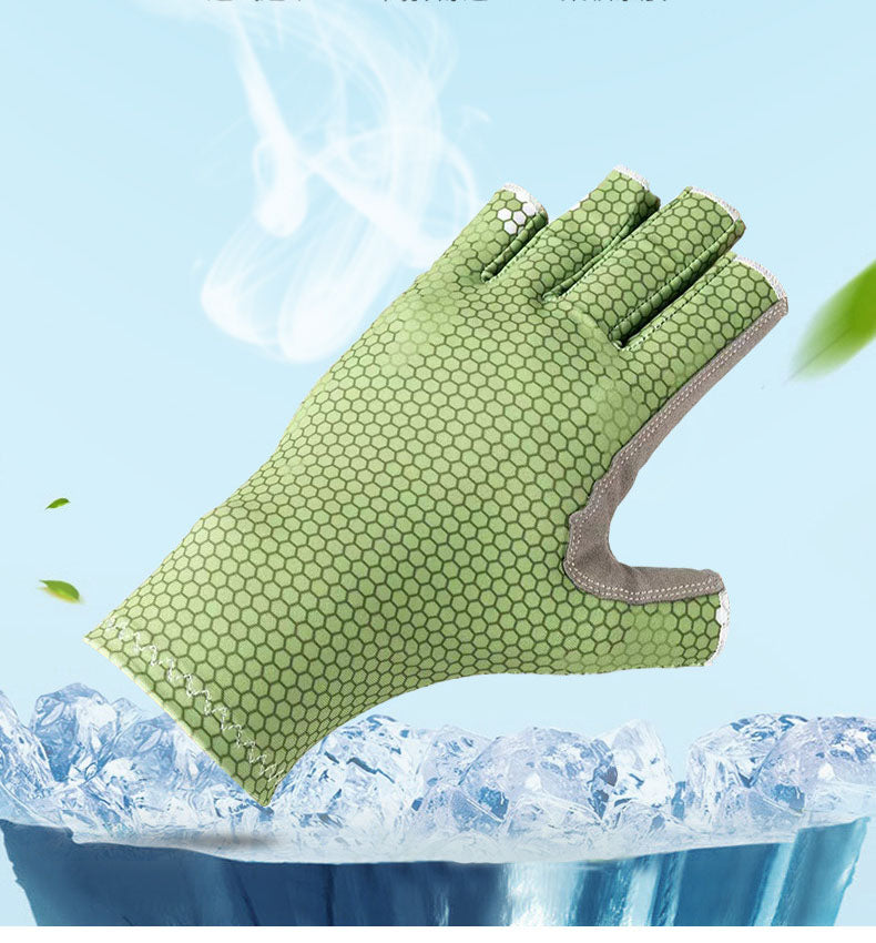 Fishing gloves, UV resistant and anti slip gloves, sun proof half finger outdoor sea fishing sports gloves