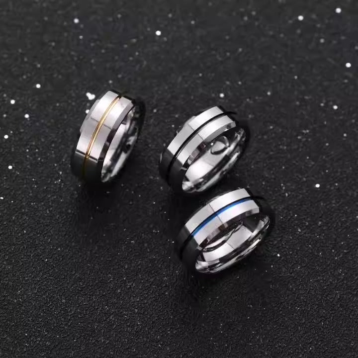 Men's domineering ring, concave and messy personality, blue student tail ring