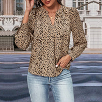 Spring and Autumn Style European and American Women's Multi color Long sleeved Leopard print Shirt for Women
