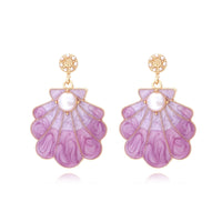 European and American fashion temperament gradient alloy drip oil shell earrings