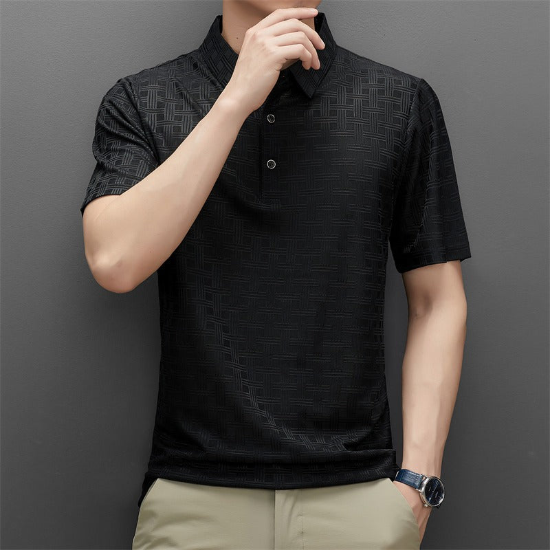 Polo collar fashionable casual short sleeved t-shirt personalized breathable half sleeved top Father's Day