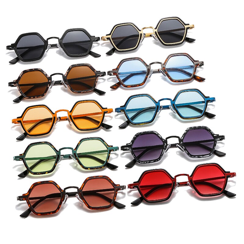 Punk Hip-Hop New Sunglasses Personality Small Frame Polygonal Metal Mixed Men And Women Fashion Sunglasses
