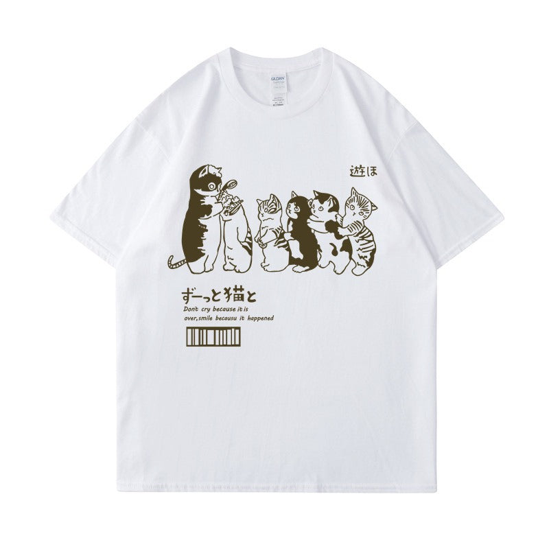 تي شيرت مرح كات مواء فضفاض