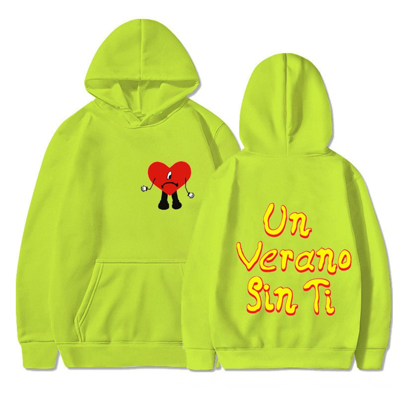 Un vera no sin ti bad bunny music album hooded sweatshirt