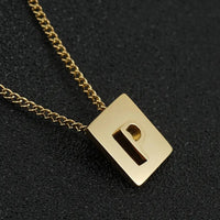 Stainless steel square letter necklace design titanium steel 26 letter necklace for women