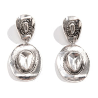 Exaggerated Metal Hat Pendant Earrings for Women with Retro Texture Earrings
