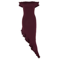 Irregular dress with one collar and mushroom edge