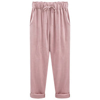 Pants women's cotton and linen cropped pants loose and thin linen women's pants