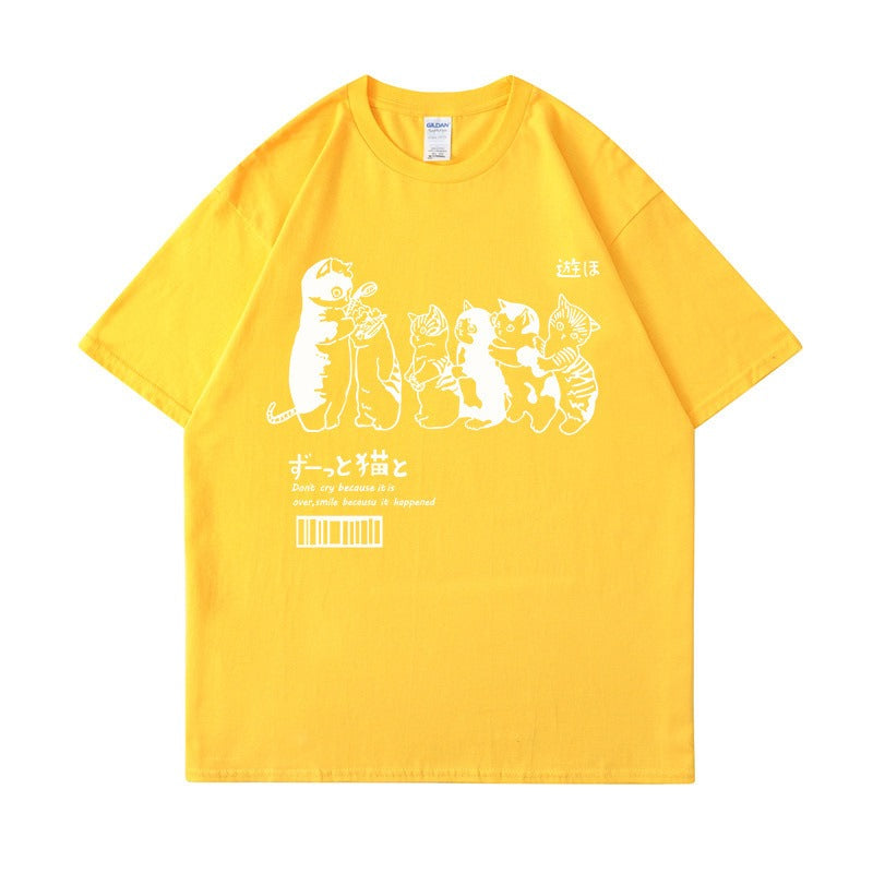 تي شيرت مرح كات مواء فضفاض