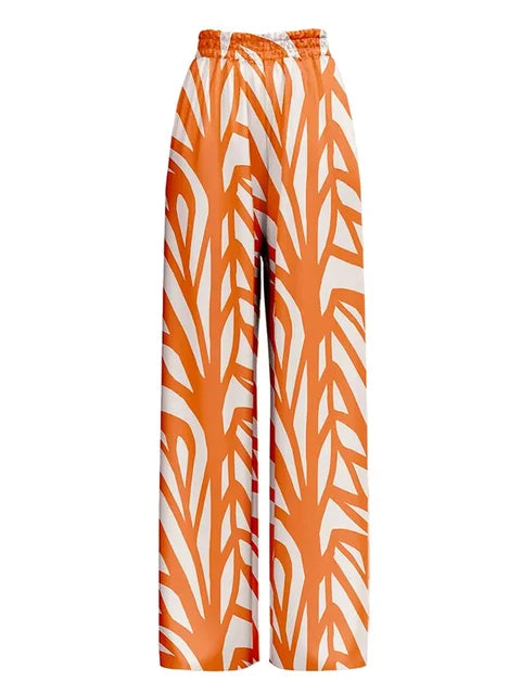 برتقالي شريط طباعة حمالة ملابس السباحة مثير ملابس السباحة النسائية رفع بحر السراويل قميص الحماية من الشمس انقسام ملابس السباحة