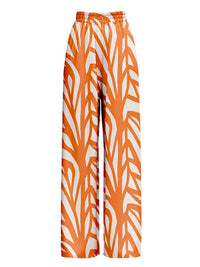 برتقالي شريط طباعة حمالة ملابس السباحة مثير ملابس السباحة النسائية رفع بحر السراويل قميص الحماية من الشمس انقسام ملابس السباحة