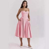 French retro long dress, court style dopamine dressing, camisole dress for women