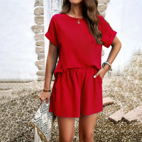 Women's Spring/Summer Temperament Casual Solid Color Fashion Set