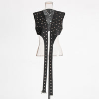 Vest Fashion Versatile Lace up Handmade Rivet Sleeveless Tank Top for Women