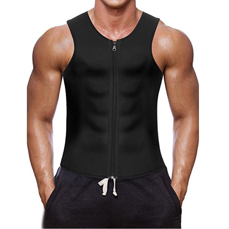 Men's sports shapewear, zipper vest, sweatshirt, chloroprene rubber sweatshirt, fitness corset
