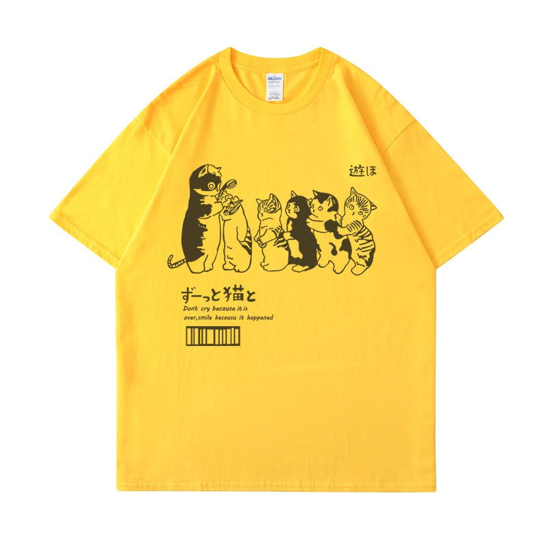 تي شيرت مرح كات مواء فضفاض