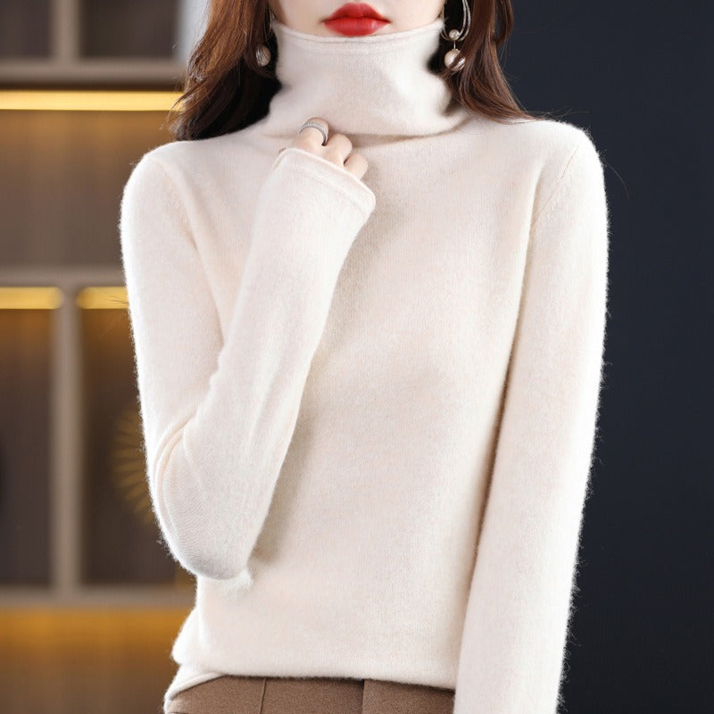 Woolen sweater, women's warm base sweater, fashionable long sleeved loose sweater, lapel top