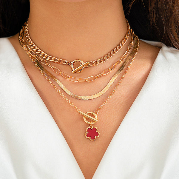 Five petal flower necklace, niche, light luxury design, high-end feeling, collarbone chain