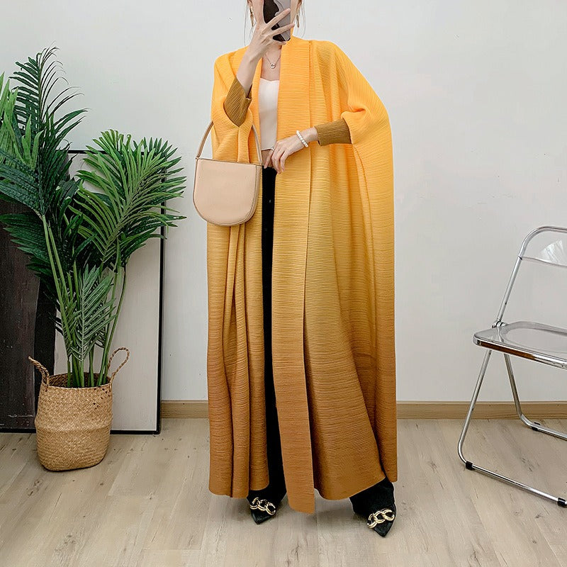 سترة نسائية ذات أكمام طويلة ومطويات بأربطة، سترة علوية فضفاضة ذات ثنيات طويلة