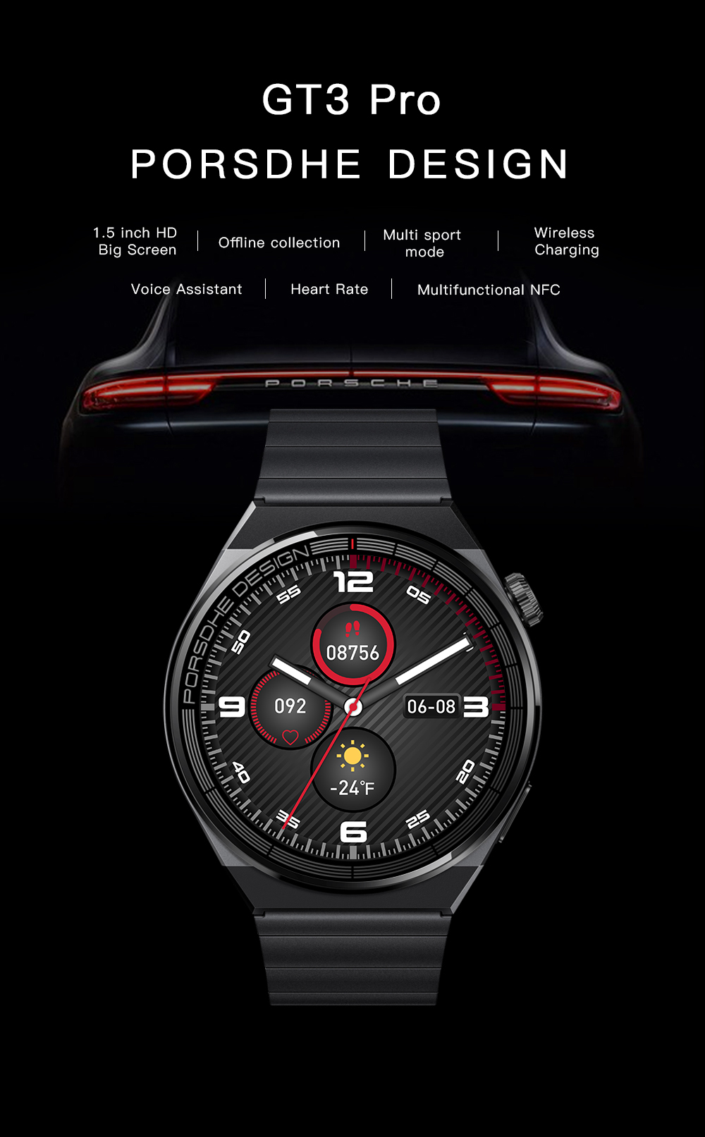 GS GT3 Pro Smart Watch Heart Rate, Blood Pressure, Blood Oxygen Monitoring Bluetooth Sports Watch Bracelet