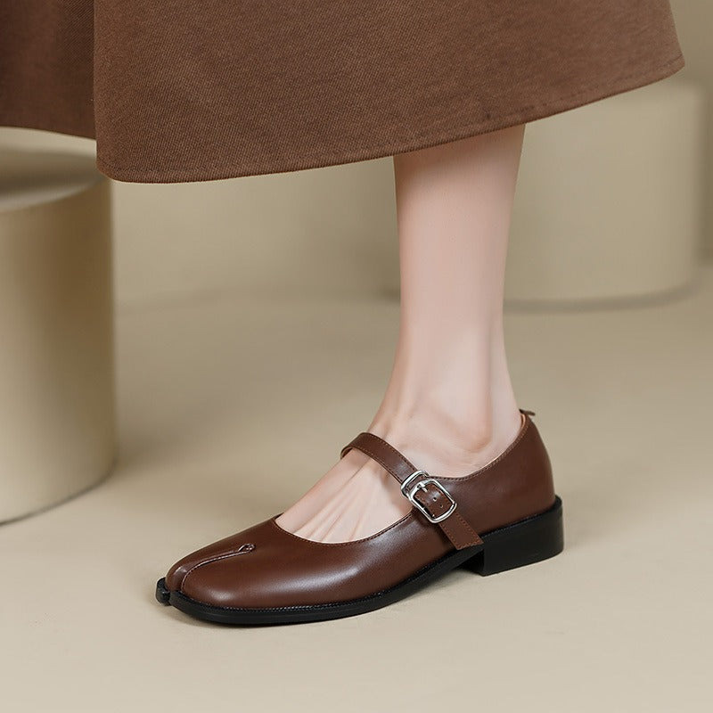 One button Mary Jane single shoe, thick heel, low heel, custom-made shoes for women, small leather shoes
