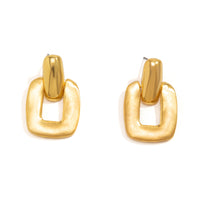 Retro Hong Kong style metal alloy versatile temperament button geometric earrings