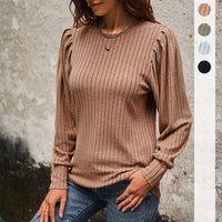 Spring and Autumn New Fashion European and American Women's Long Sleeve Bubble Sleeve Top for Women