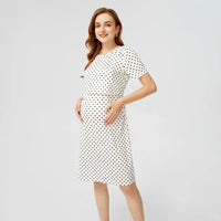 Pregnant women's polka dot round neck short sleeved nursing dress